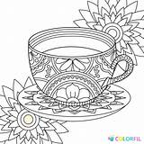 Coloring Tea Cup Pages Adults Coffee Colouring Zen Doodle Adult Cups Choose Board sketch template
