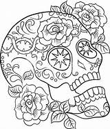 Coloring Skull Sugar Pages Skulls Tattoo Adults Print Pdf Printable Color Punk Book Total Adult Drama Advanced Rock Books Colouring sketch template