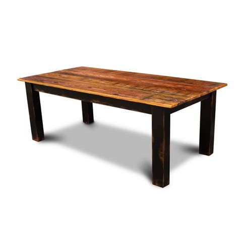 barnwood  block leg table  antique black base