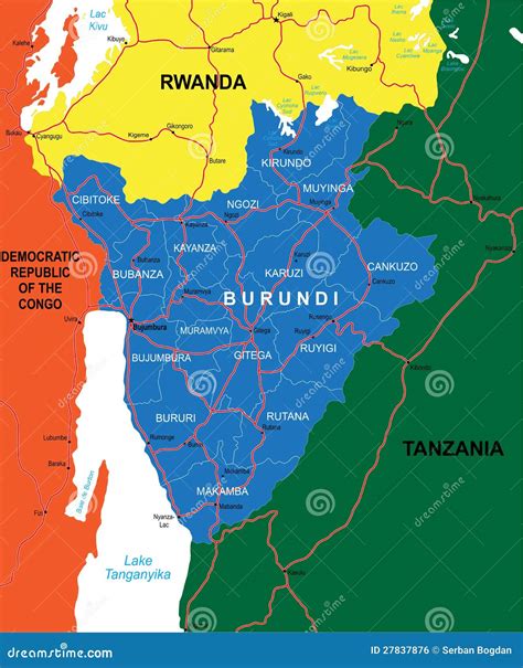 burundi map stock vector illustration  ocean geographic