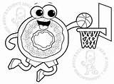 Coloring Donut Pages Dunking Dodgeball Basketball Getcolorings sketch template