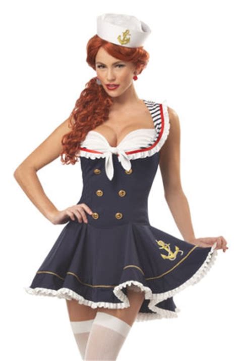 Adult Women Navy Sailor Costume Pin Up Fancy Dress Halloween Costume In
