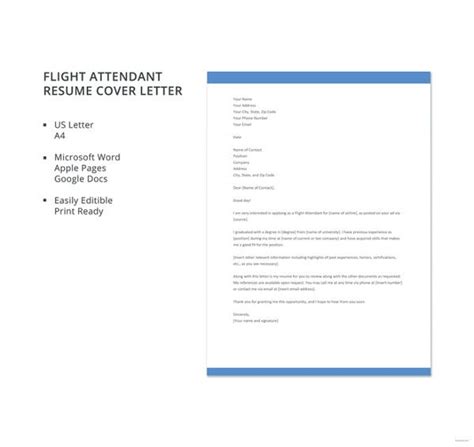 8 Flight Attendant Cover Letter Templates Sample