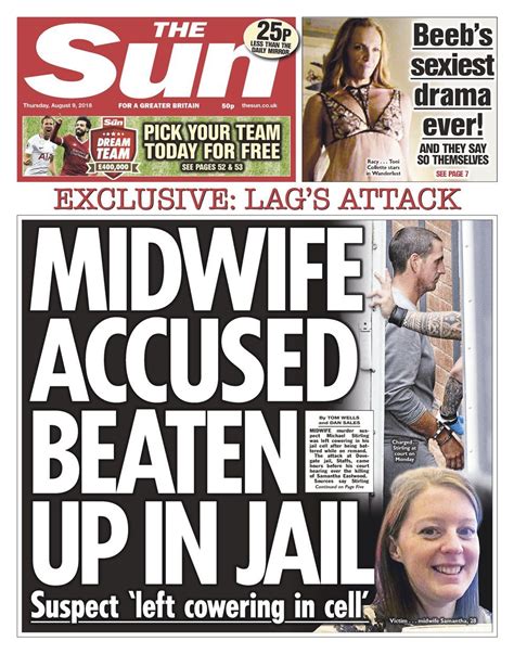 sun front page newspaper todays frontpage thursday  august