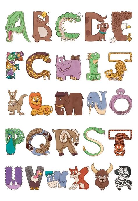 alphabet letters shaped  animals animal hjw