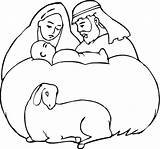 Jesus Birth Coloring Easy Drawing Pages Simple sketch template