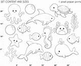 Sea Coloring Animals Pages Ocean Printable Animal Creatures Drawing Marine Life Underwater Deep Color Realistic Water Print Pixel Real Creature sketch template