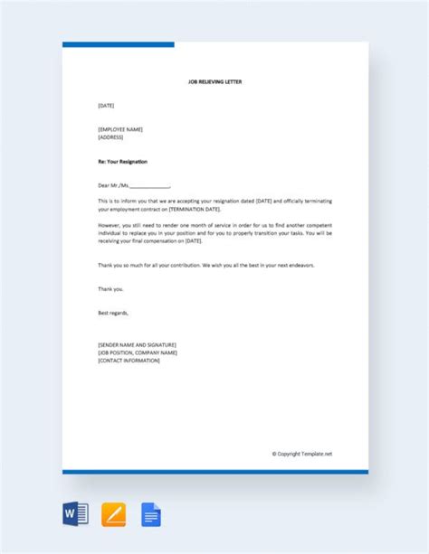 employee relieving letter templates