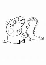 Peppa Pig George Coloring Brother Toy Dinosaurus His Pages Colouring Dinosaur Coloringsky Cartoon Fun sketch template