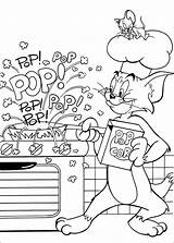 Jerry Tom Coloring Pages Popcorn Cooking Kids Printable Cartoons Colorare Da Colorir Und Tegninger Disegni Og Do Fun Malarbilder Malvorlagen sketch template