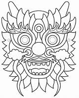 Mask Masque Chine sketch template