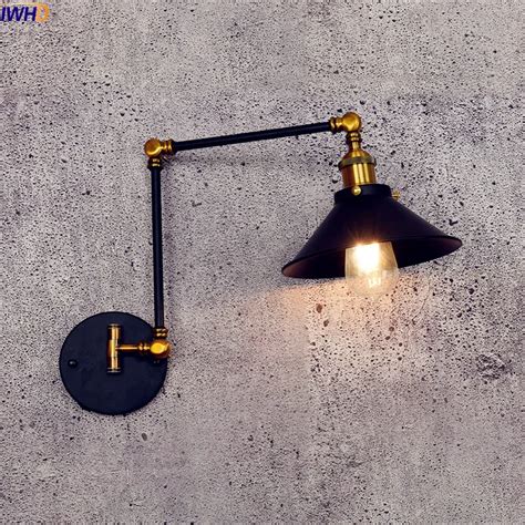 iwhd loft industrial wall light fixtures black wandlamp swing long arm wall lamp vintage led