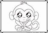 Monkey Coloring Pages Cute Baby Animals Color Printables Cartoon Printable Little Monkeys Kids Print Girl Puppy Getcolorings Popular sketch template