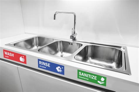 pack wash rinse sanitize labels   compartment sink signs sticker