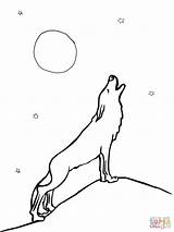 Wolf Coloring Pages Moon Howling Printable Print Drawing Kids Color Template Colouring Drawings Wolfs Supercoloring Colour Sheets Templates Choose Board sketch template