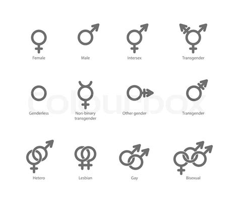 Vector Outlines Icons Of Gender Symbols And Combinations