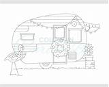 Caravan Camper Colouring sketch template