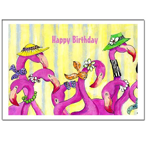 happy birthday flamingo card