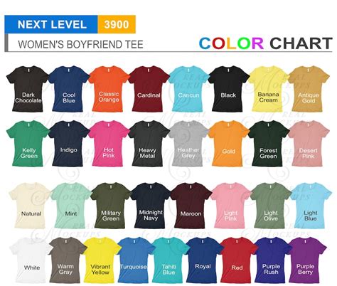 level  color chart  color chart jpg  png etsy
