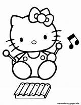 Xylophone Coloring Kitty Hello Playing Pages Printable Colouring Cat Cute Hmcoloringpages sketch template