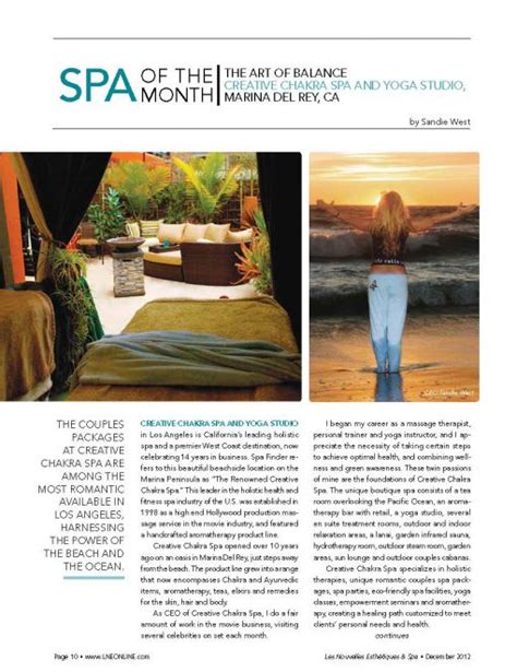 creative chakra spa  awarded  spa   month