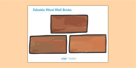 brick template printable display items word wall