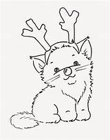 Christmas Cats Cat Coloring Pages Drawing Stamps Colouring Kitty Sliekje Reindeer Choose Board Digi Noel Chat sketch template