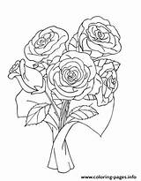 Bouquet Rose Flowers Coloring Drawing Pages Printable Bunch Drawings Flower Valentine Print Getdrawings Valentines Mother sketch template