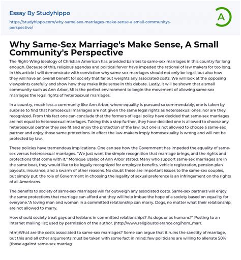 why same sex marriage s make sense a small community s perspective