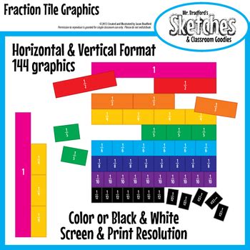 fraction tiles graphics  clipart  interactive boards  printables