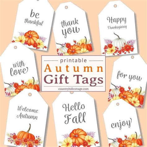 printable fall gift tags   autumn gift favor tags