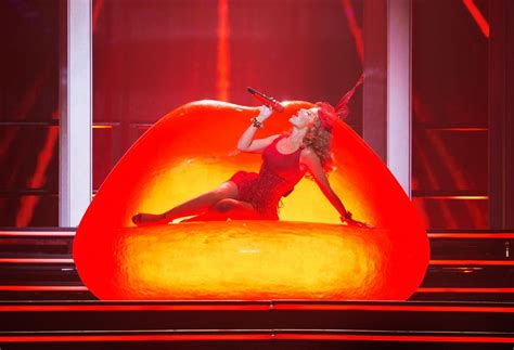 kylie minogue performs at kiss me once tour at the o2 arena in london