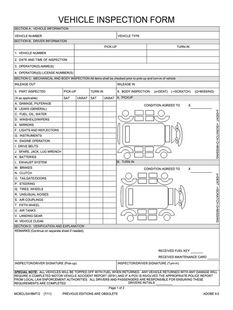 printable vehicle damage inspection form printable word searches