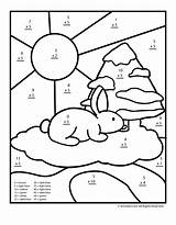 Winter Bunny Math Multiplication Snow Worksheet sketch template
