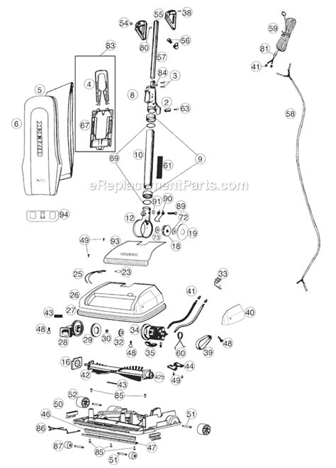vacuum parts oreck xl vacuum parts diagram