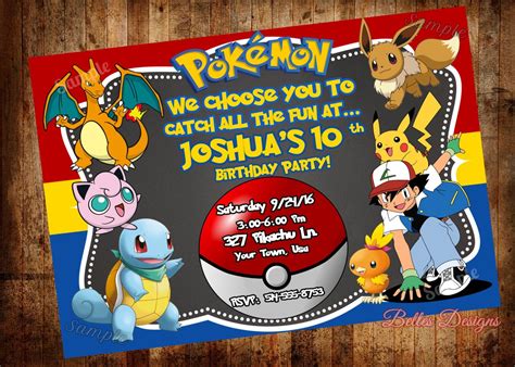 pokemon birthday invitation pokemon party invitations etsy