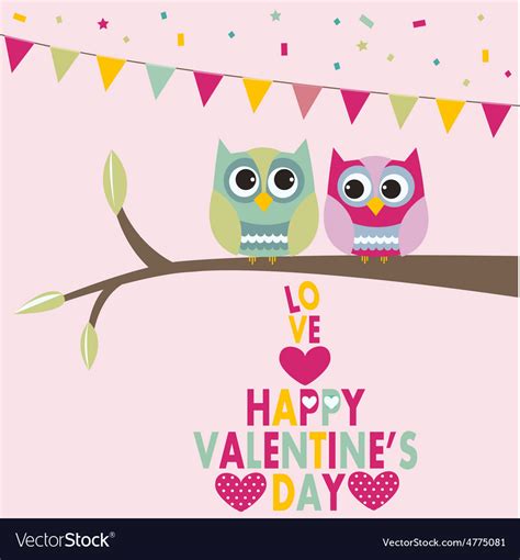 valentines day owls royalty  vector image vectorstock