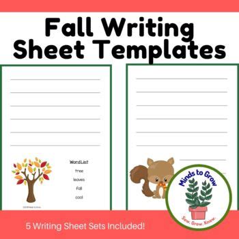 fall writing sheet templates autumn seasonal writing grades