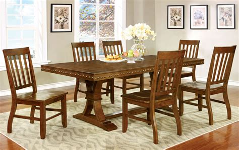 furniture  america dark oak karl rustic  piece dining set