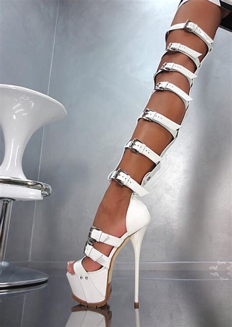 Sexy Strap Design Buckle Over Knee Platform Thigh Gladiator Boots Cut