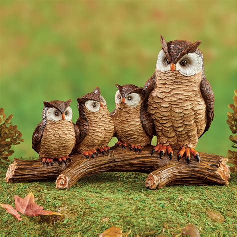 owl family  branch outdoor figurine collections