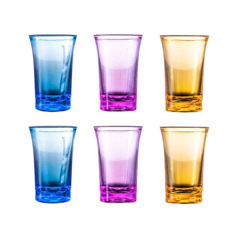 Pwfe 6pcs 35ml Unbreakable Plastic Drinking Glasses Assorted Colored