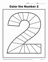 Number Color Worksheet Worksheets Preschool Numbers Two Kindergarten Tracing Coloring K12reader Print Line Pre sketch template