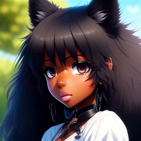 afraid crow244 black girl dark skin anime girl black fluffy long