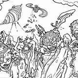Zombie Coloring Ugly Hideous sketch template