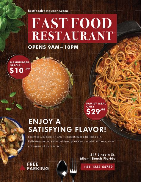fast food restaurant flyer design template  psd word publisher