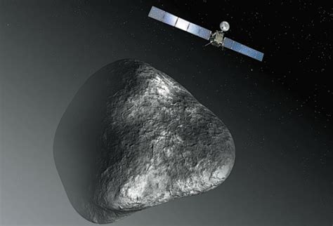 an artist s rendering of the rosetta spacecraft at comet 67p churyumov