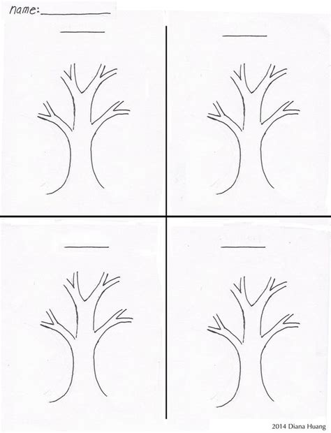 seasons tree drawing template worksheet  diana huangdeviantart