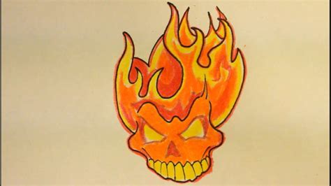 draw  skull  fire  flameseasy  beginners