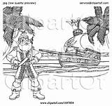 Captain Pirate Ship Cartoon Coloring Background Atstockillustration sketch template